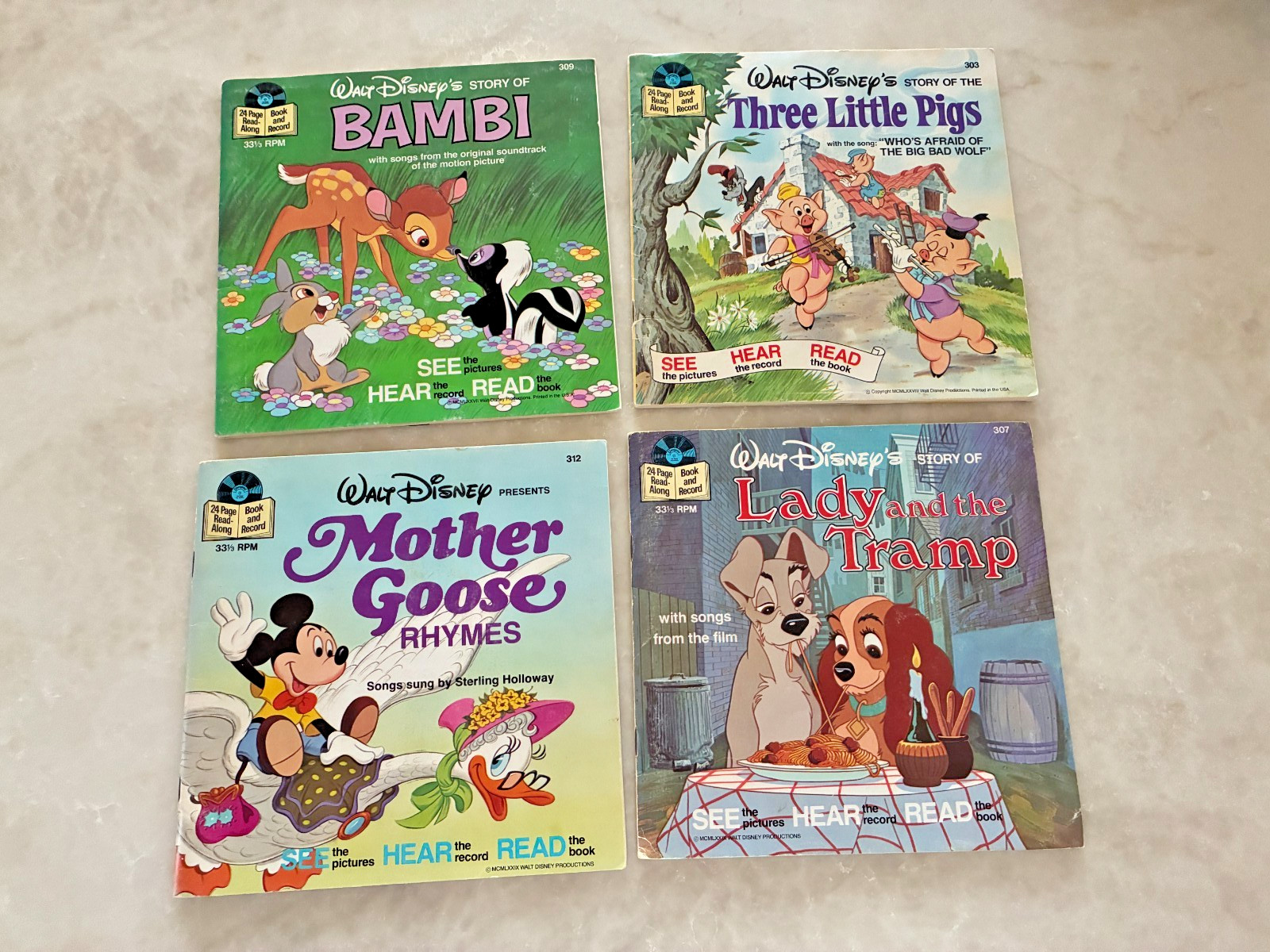 VTG Disney Read Along 4 LP Records and Books VTG Disney Read Along 4 LP Records and Books