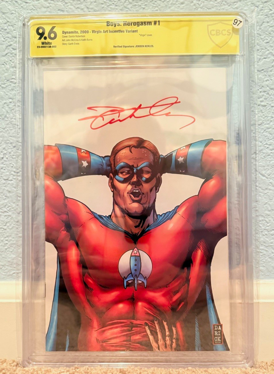 Boys: Herogasm #1  Virgin Variant CBCS 9.6 signed by JENSEN ACKLES, Ultra rare. 