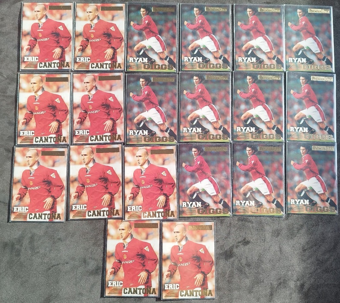 X20 Card Lot Ryan Giggs Eric Cantona 1997 Merlin Premier Gold MANCHESTER UNITED 