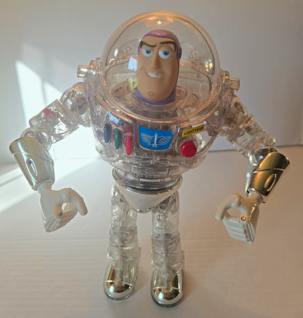 RARE Vtg Toy Story Interstellar Buzz Lightyear Clear Chrome 12" Figure Thinkway RARE Vtg Toy Story Interstellar Buzz Lightyear Clear Chrome 12" Figure Thinkway