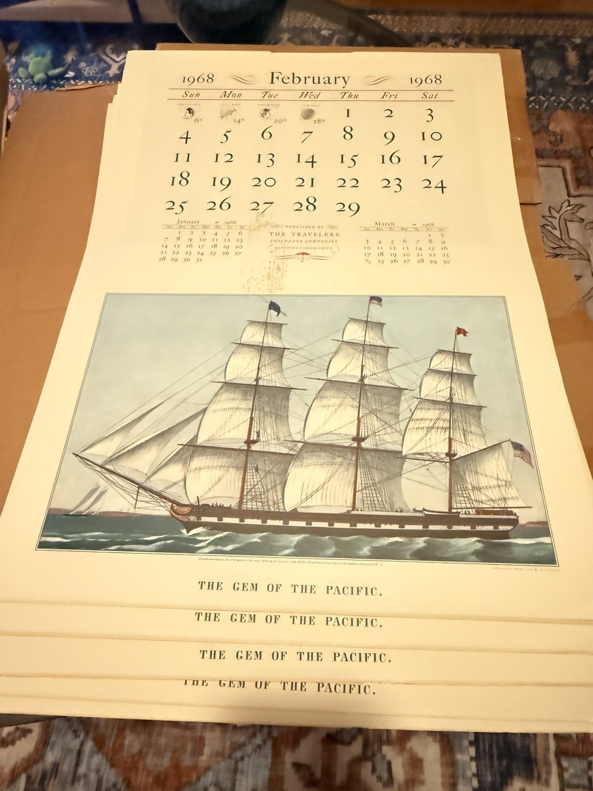 Lot 11 Vintage Currier & Ives Travelers Insurance Calendars 1967-1968 NOS Lot 11 Vintage Currier & Ives Travelers Insurance Calendars 1967-1968 NOS
