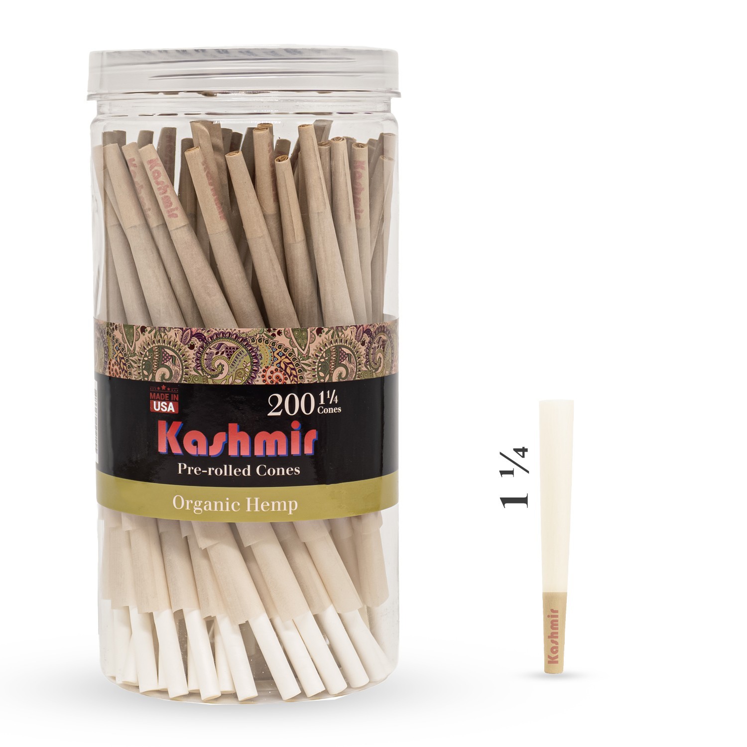 Organic HMP Pre Rolled Cones 1 1/4 Size 200 Ct Rolling Papers Cones - Kashmir Organic HMP Pre Rolled Cones 1 1/4 Size 200 Ct Rolling Papers Cones - Kashmir