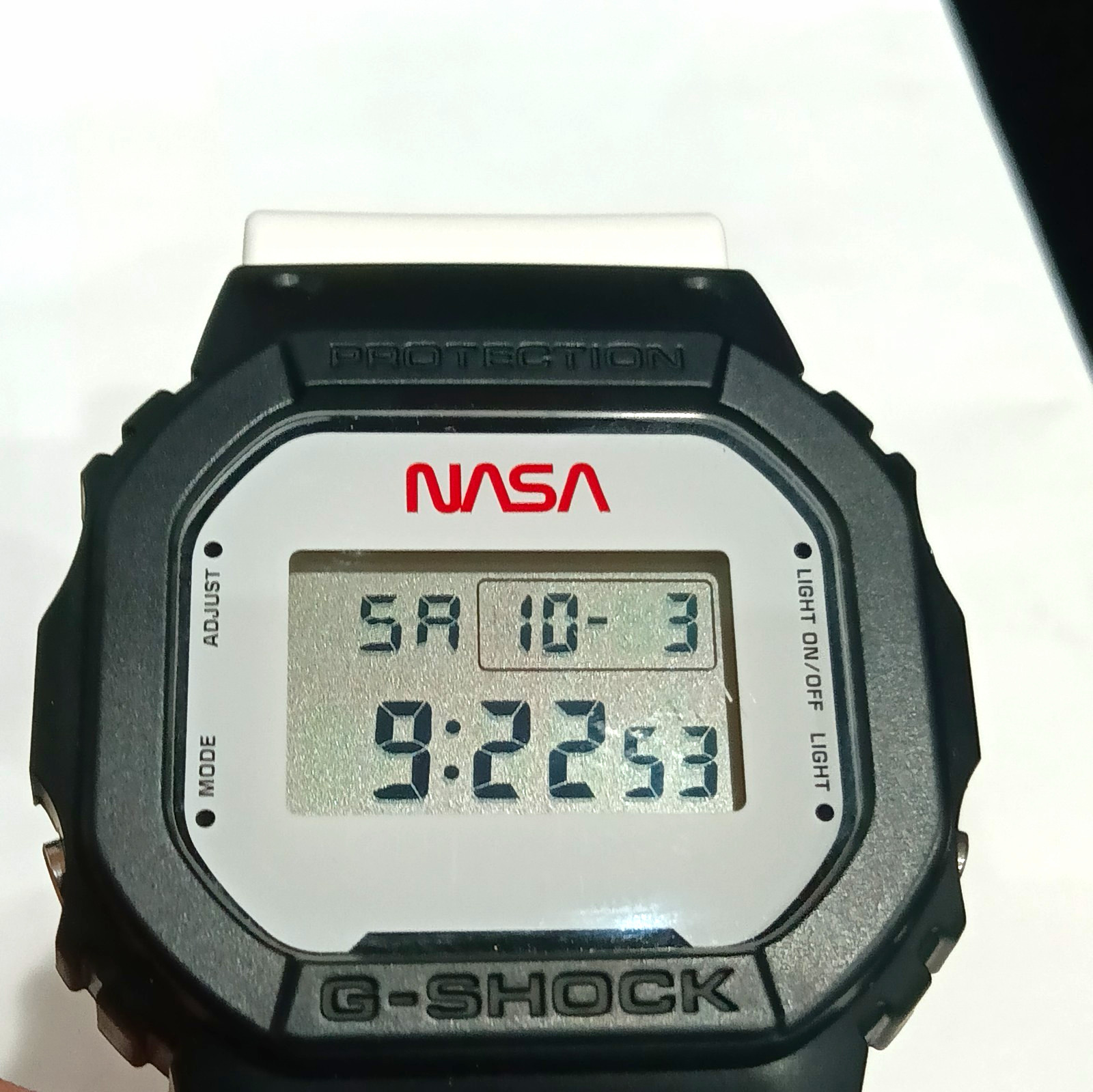 G-SHOCK DW-5600VT NASA Digital Quartz Watch White Resin Band Black Case