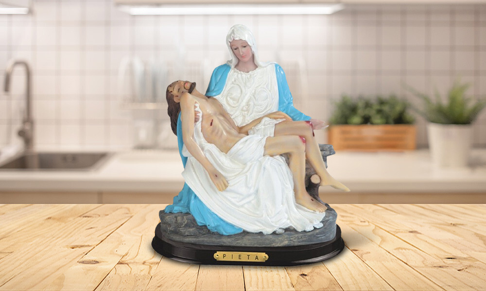 Blue La Pieta by Michelangelo 10"H Religious Figurine Home Decor Unique Gift