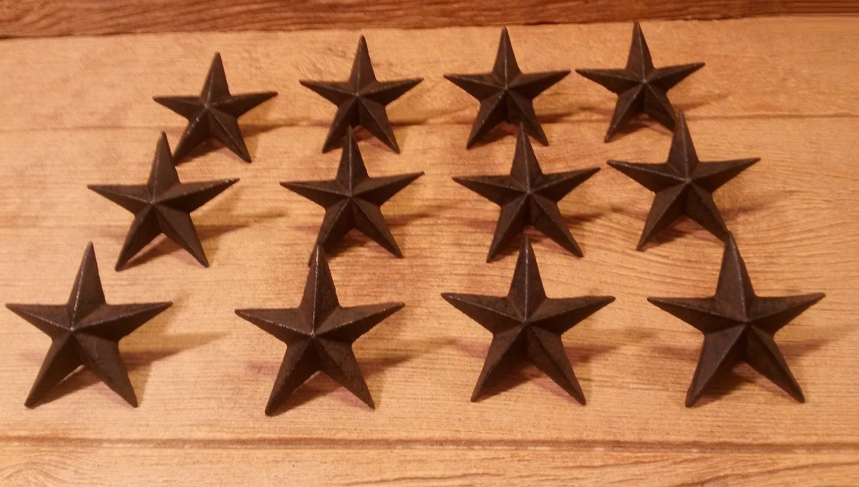 Twelve (12) Large Cast Iron Nail Stars Set of Twelve (12) 02110 Twelve (12) Large Cast Iron Nail Stars Set of Twelve (12) 02110
