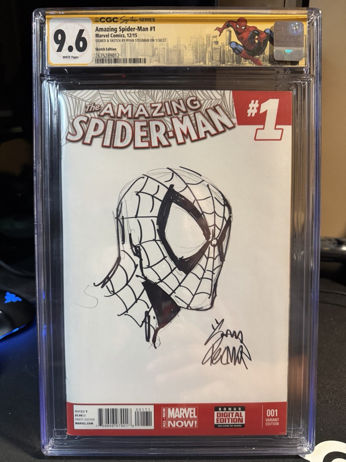 AMAZING SPIDERMAN #1 RYAN STEGMAN SIGNED & SKETCH CGC 9.8 RARE ONLY 3 IN POP AMAZING SPIDERMAN #1 RYAN STEGMAN SIGNED & SKETCH CGC 9.8 RARE ONLY 3 IN POP