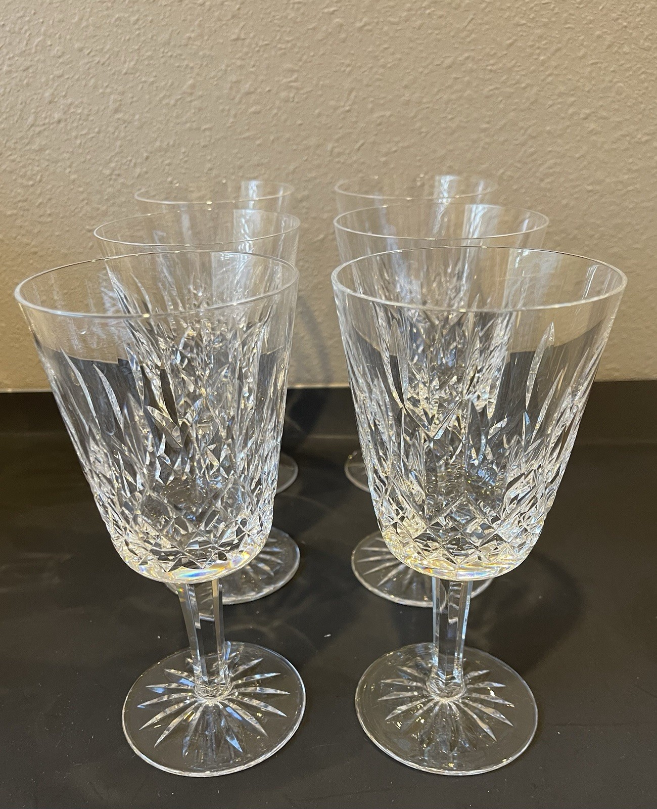 Vtg.Waterford Lismore Water Goblets Crystal Glasses 6.75 Tall Set of 6 Vtg.Waterford Lismore Water Goblets Crystal Glasses 6.75 Tall Set of 6