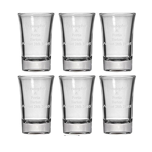 Personalized Set of 6 Shot Glasses (1.5oz) Free Engraving Groomsman & Bridesmaid