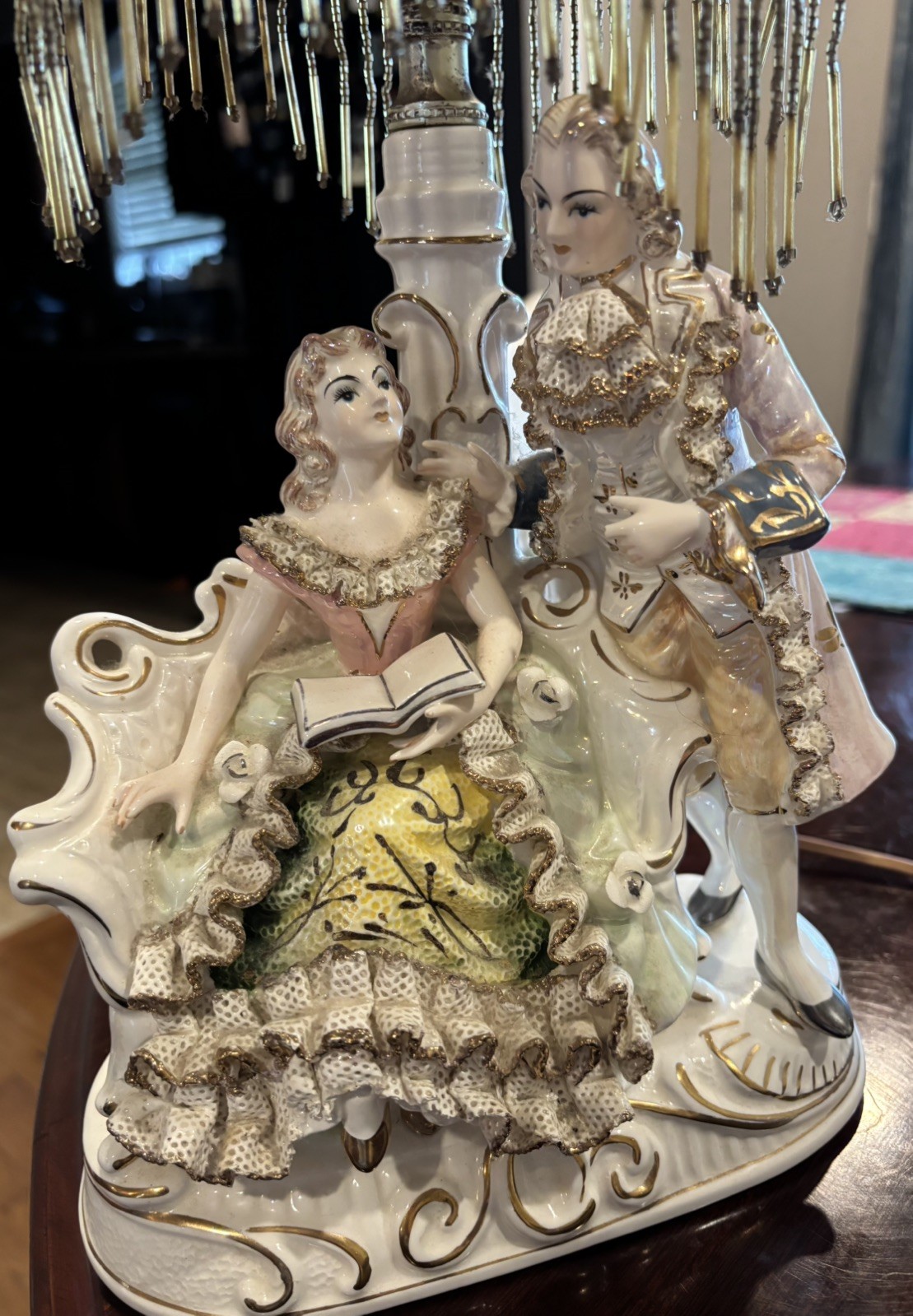 Vintage Antique Porcelain Lamp Base. Royal Couple Vintage Antique Porcelain Lamp Base. Royal Couple