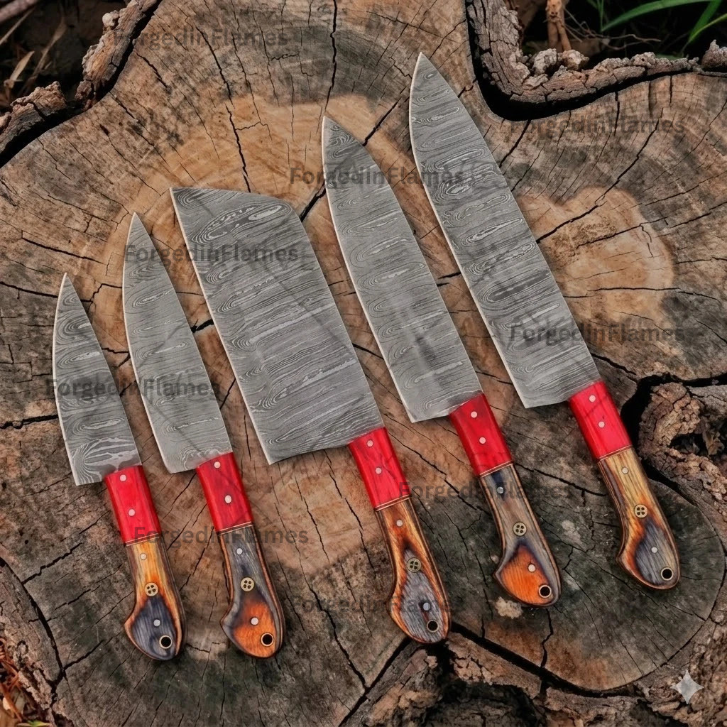 Custom Handmade HAND FORGED DAMASCUS STEEL CHEF KNIFE Set Kitchen Knives Set Custom Handmade HAND FORGED DAMASCUS STEEL CHEF KNIFE Set Kitchen Knives Set