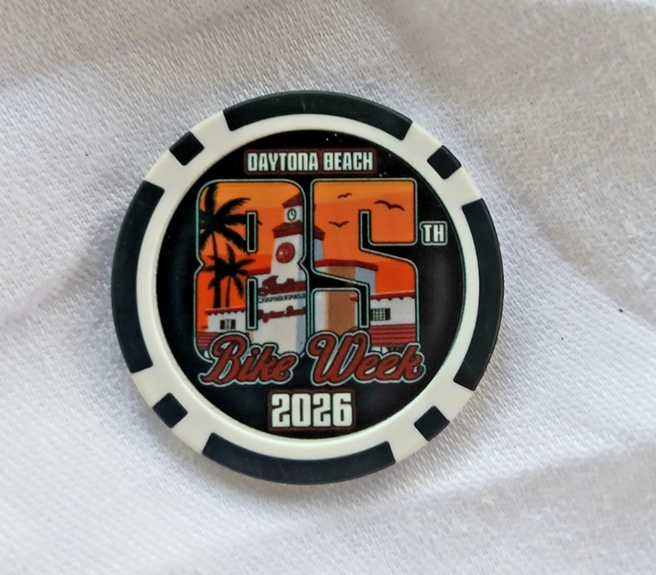 Indian Motorcycle Daytona Beach Bike Week 2026 Poker Chip Blk/White Indian Motorcycle Daytona Beach Bike Week 2026 Poker Chip Blk/White