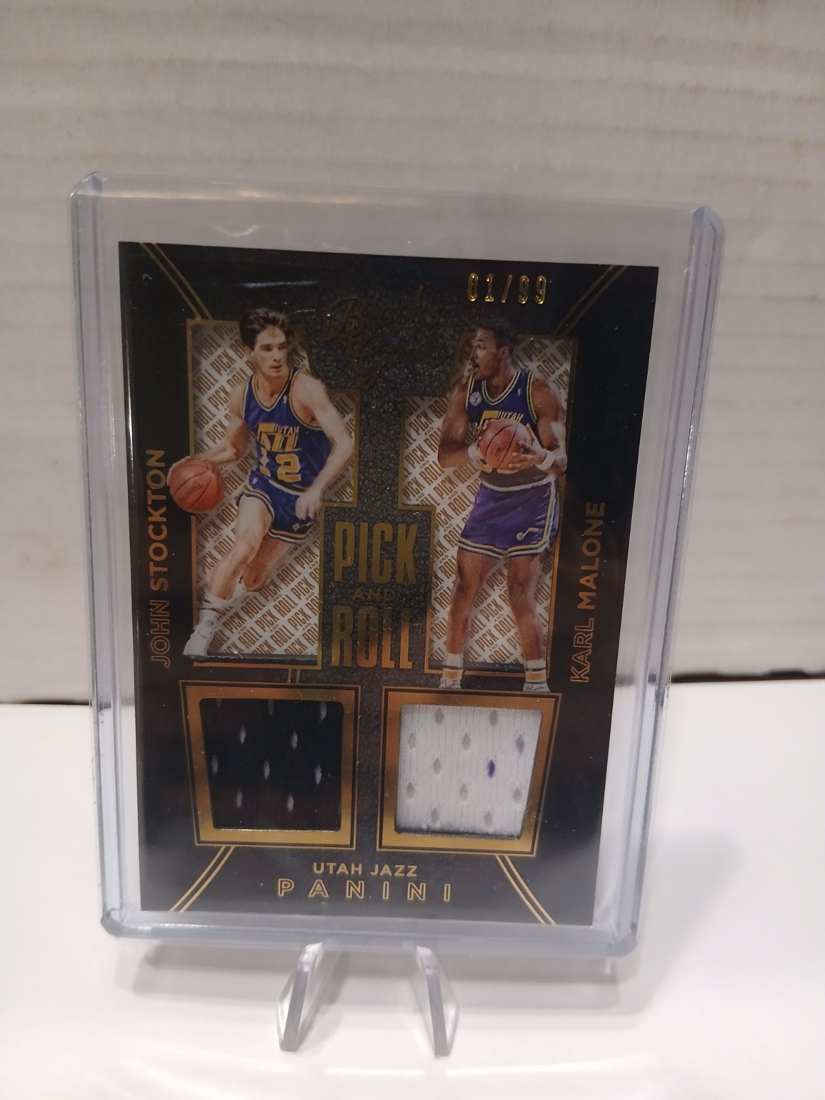 2015-2016 PANINI BLACK GOLD John Stockton Karl Malone PICK ROLL #20 01/99 Relic 2015-2016 PANINI BLACK GOLD John Stockton Karl Malone PICK ROLL #20 01/99 Relic