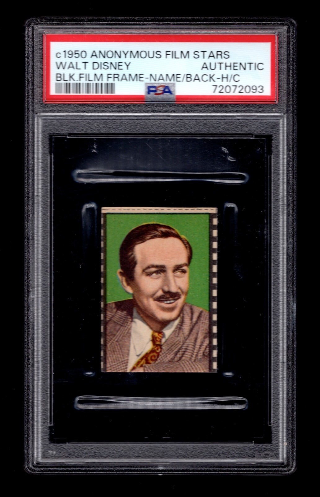 PSA Authentic WALT DISNEY 1950 Anonymous Film Star Card PSA Authentic WALT DISNEY 1950 Anonymous Film Star Card