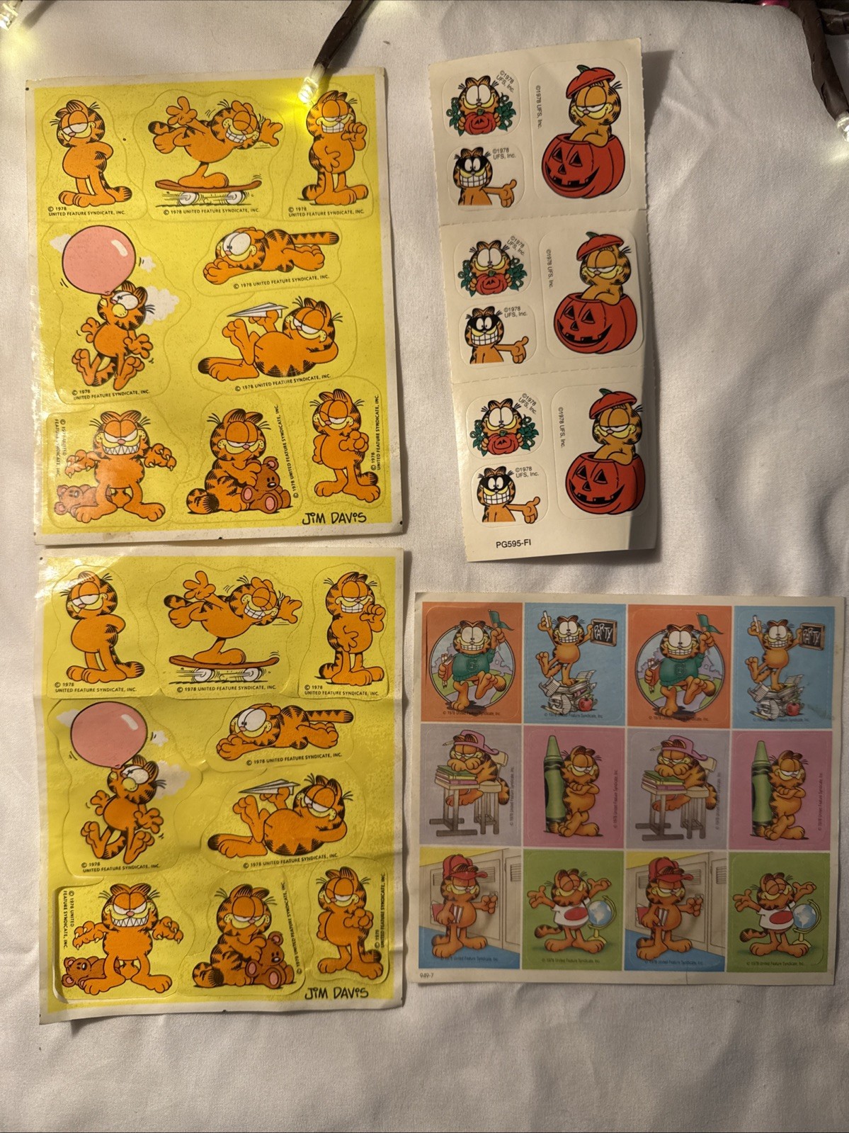 Garfield Sticker Sheets Vintage 1978 United Features Syndicate Inc 5 Sheets Lot Garfield Sticker Sheets Vintage 1978 United Features Syndicate Inc 5 Sheets Lot