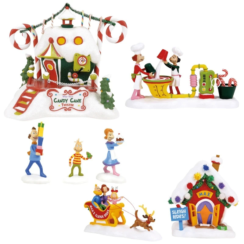 Dept 56 NEW 2026 GRINCH VILLAGE SET Candy Cane & Crew, Max's Sleigh, Who Friend Dept 56 NEW 2026 GRINCH VILLAGE SET Candy Cane & Crew, Max's Sleigh, Who Friend