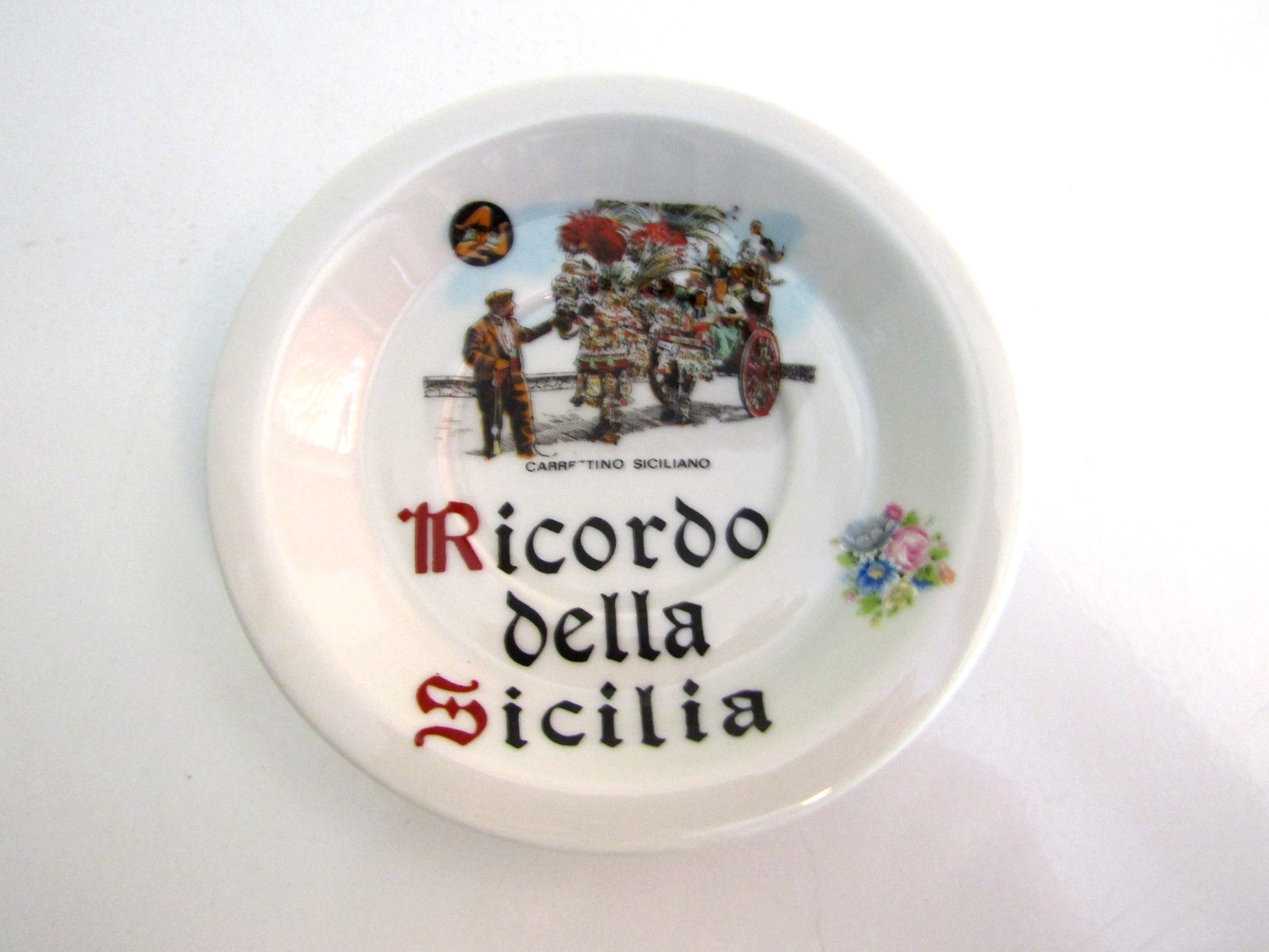 Vintage Ricordo Della Calabria ITALY Souvenir ~ Pin Dish, Trinket, Catchall