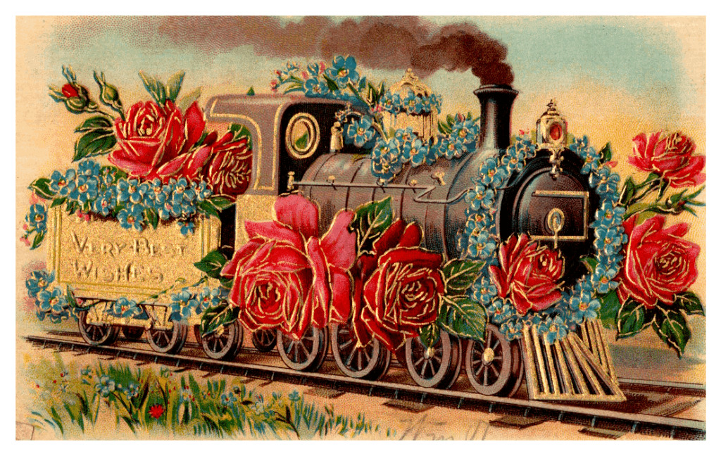 C.1909 Vintage Postcard Roses Train Conotton Ohio Collectible Ephemera