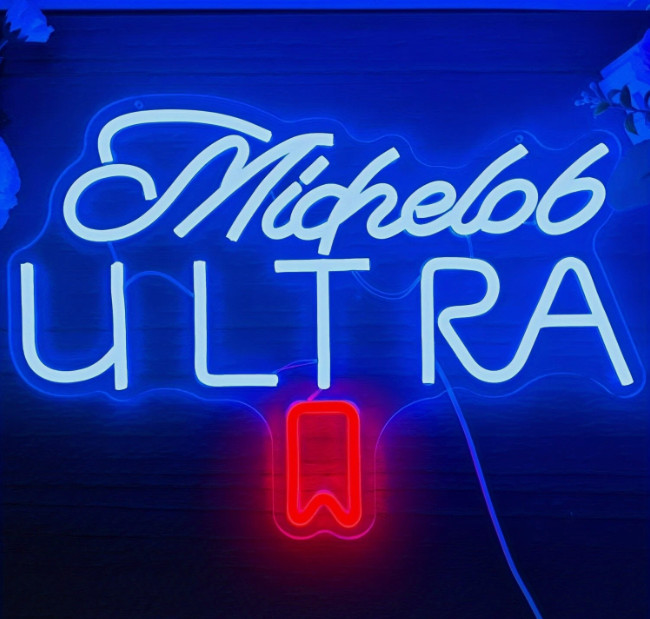 16''x16'' Michelob Ultra Ribbon Beer Vivid LED Neon Sign With Dimmer USB Powered 16''x16'' Michelob Ultra Ribbon Beer Vivid LED Neon Sign With Dimmer USB Powered