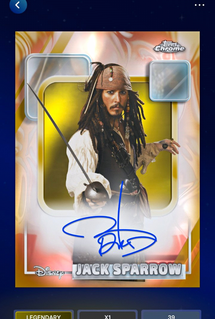 Topps Chrome Disney Pirates Jack Sparrow Johnny Depp Legendary Auto Digital #39