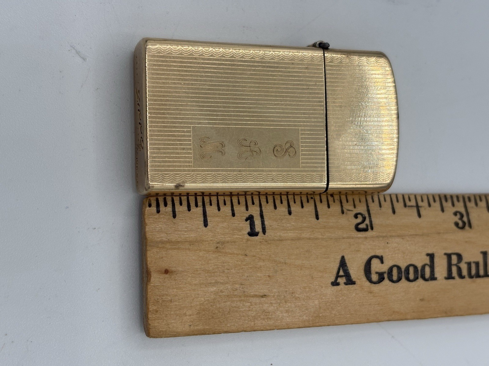 Vintage Zippo Slim Lighter 10K Gold Filled GF Engine Turned 1950s Bradford USA Vintage Zippo Slim Lighter 10K Gold Filled GF Engine Turned 1950s Bradford USA