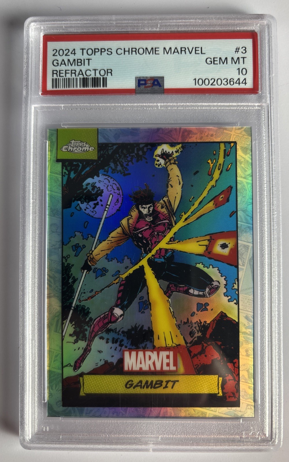 2024 Topps Chrome Marvel Gambit Refractor PSA 10 MINT #3 2024 Topps Chrome Marvel Gambit Refractor PSA 10 MINT #3