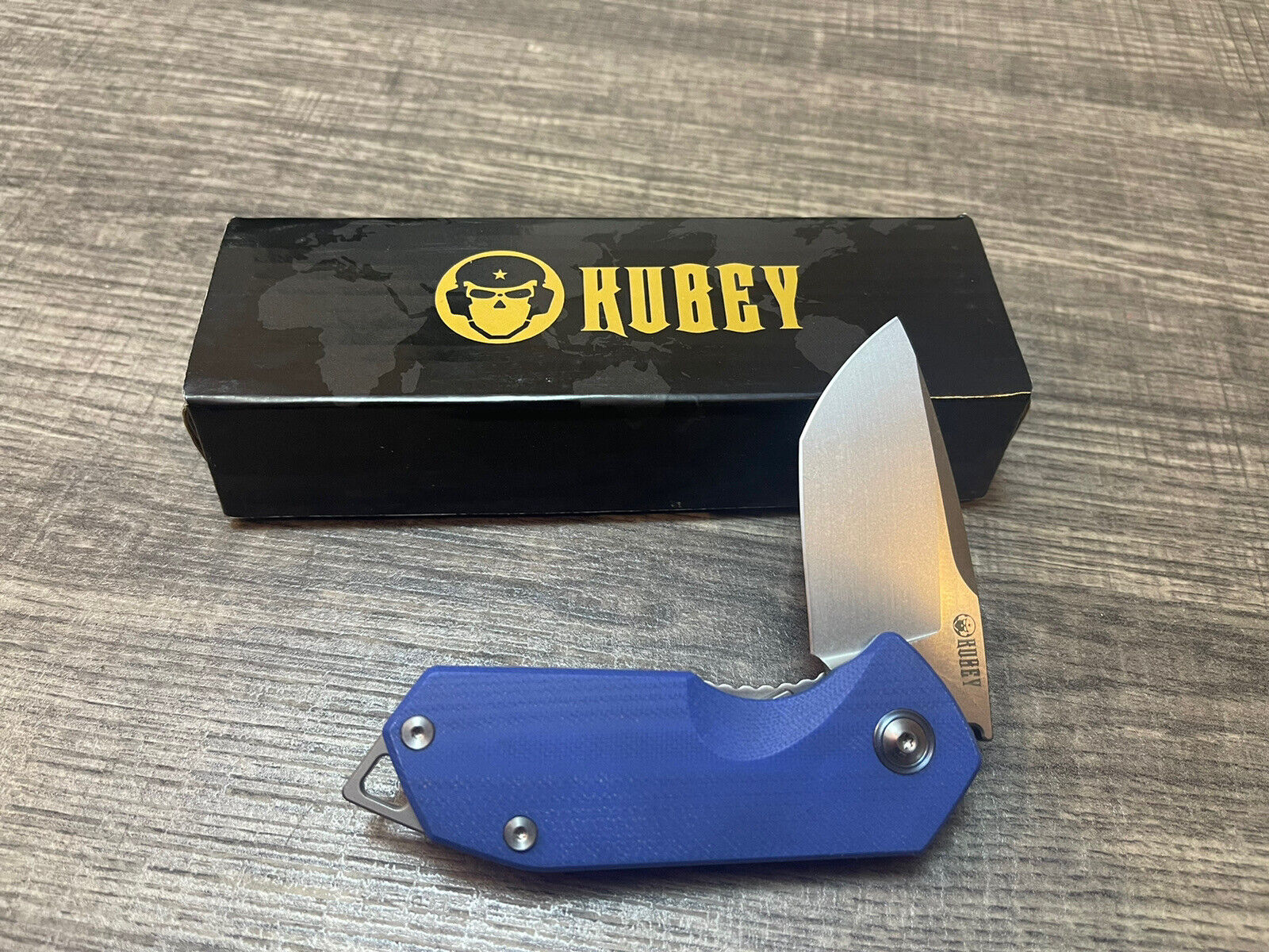 Kubey Chubby Liner Lock Folding Knife, Blue G-10 Handles KU203D