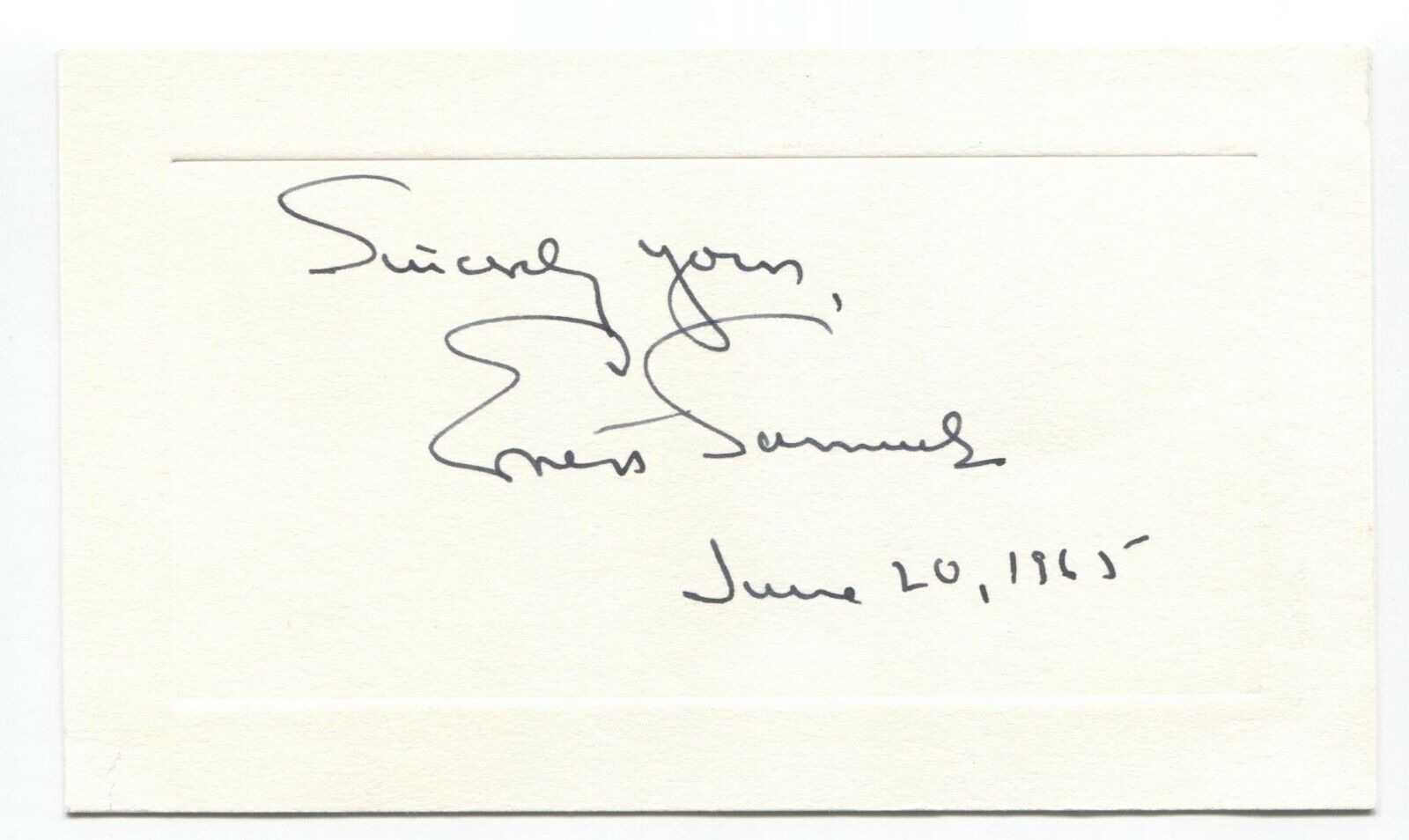 Ernest Samuels Signed Card Autographed Signature Writer Pulitzer Prize Winner