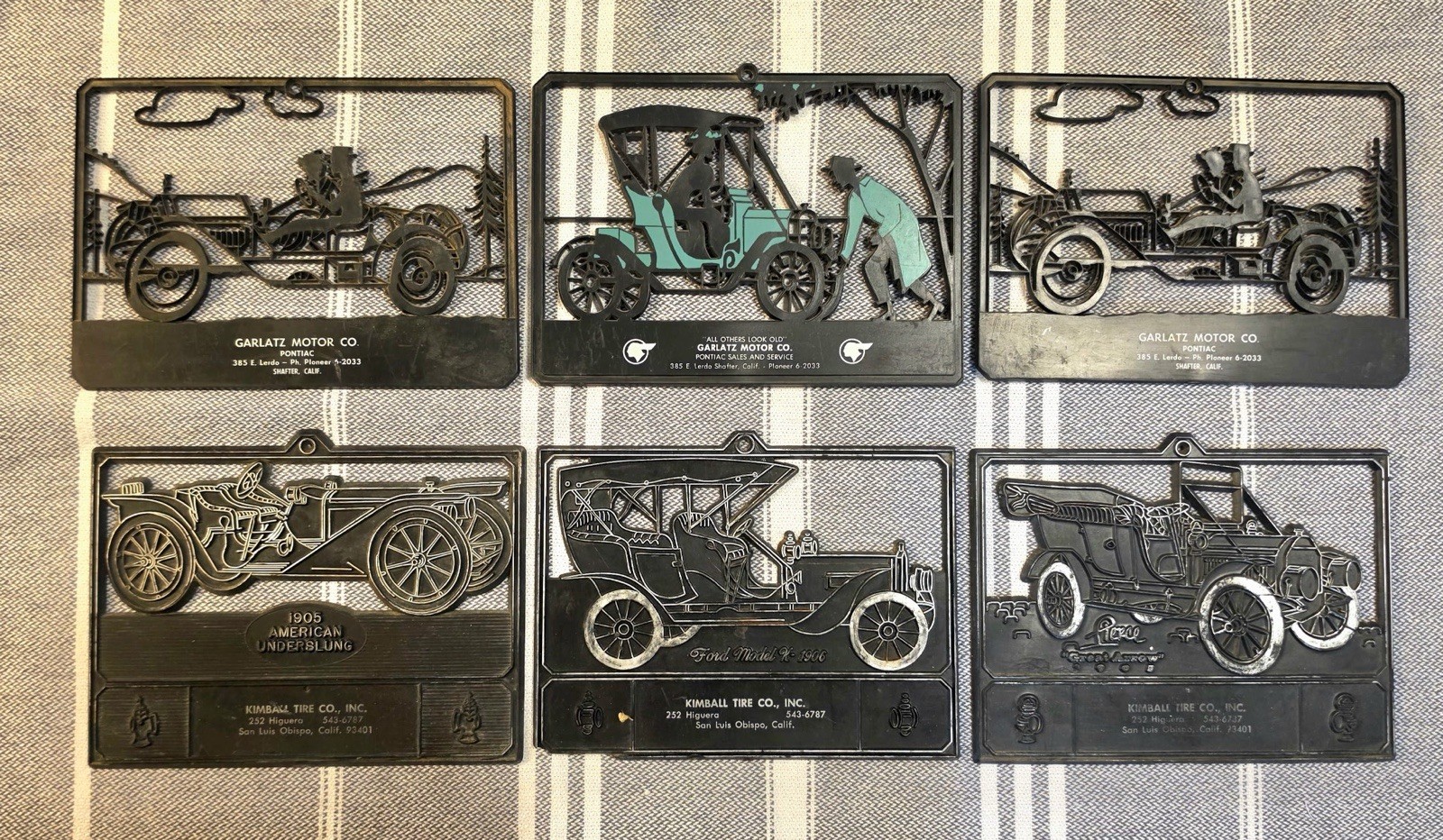 Lot (6) Vintage Pontiac Garlatz Motor Co. Kimball Tire Co. Automotive Signs