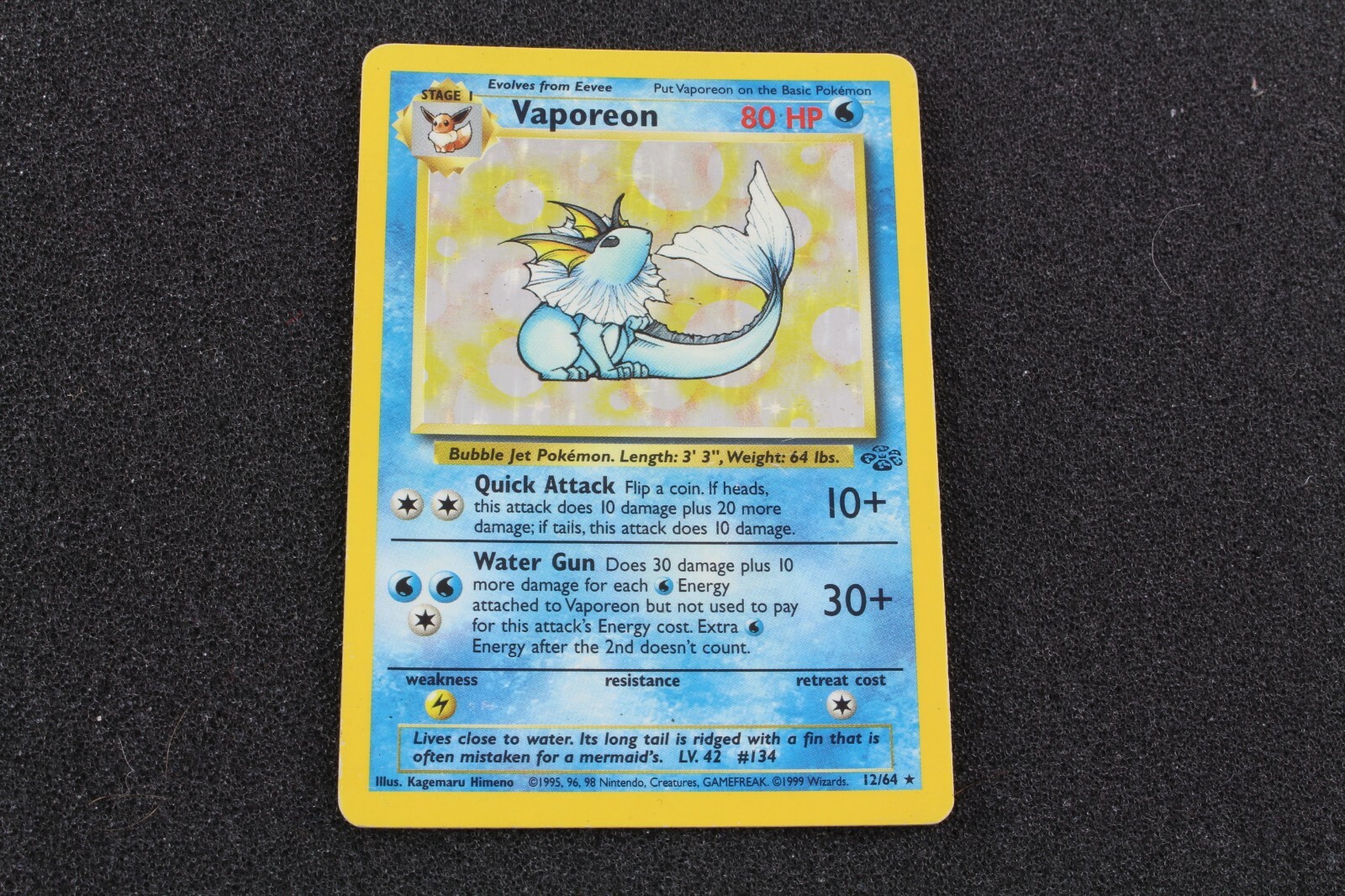 Pokemon Vaporeon 12/64 Jungle Holo LP Pokemon Vaporeon 12/64 Jungle Holo LP