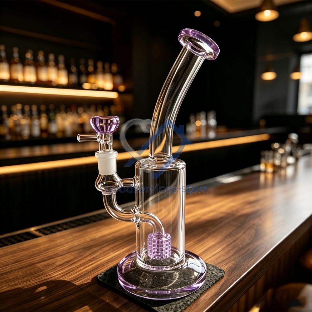 10in Glass Water Pipe Bong Purple Clear Recycler 14mm Vortex Smoking Bubbler 10in Glass Water Pipe Bong Purple Clear Recycler 14mm Vortex Smoking Bubbler
