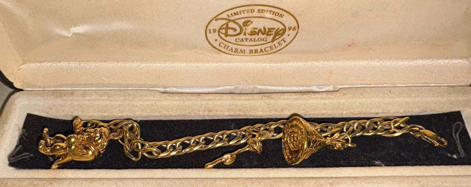 Disney Limited Edition 1996 Gold Tone Charm Bracelet - Beauty and the Beast Disney Limited Edition 1996 Gold Tone Charm Bracelet - Beauty and the Beast
