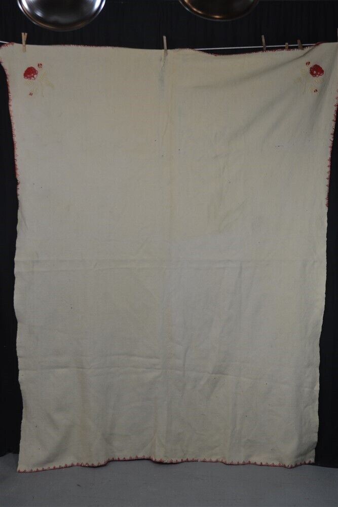 antique blanket wool hand woven center seam 56x75 Civil War Era 19thc original