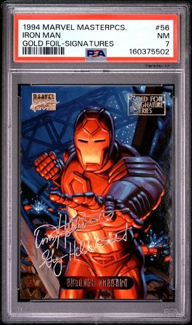 1994 Marvel Masterpieces #56 Iron Man : Gold Foil Signatures : PSA 7 1994 Marvel Masterpieces #56 Iron Man : Gold Foil Signatures : PSA 7