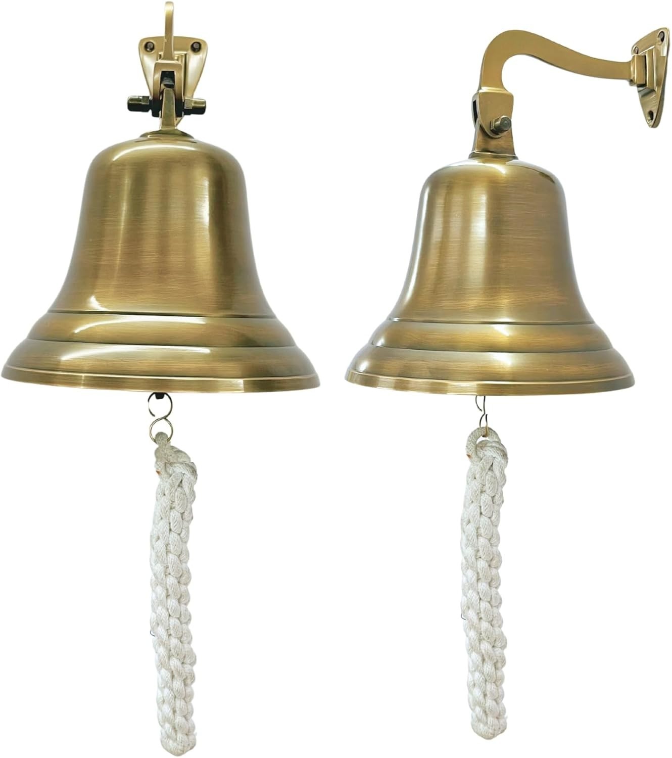 9" Antique Brass Bell Wall Mount Marine Hanging Ships Bell Nautical Home Decor 9" Antique Brass Bell Wall Mount Marine Hanging Ships Bell Nautical Home Decor