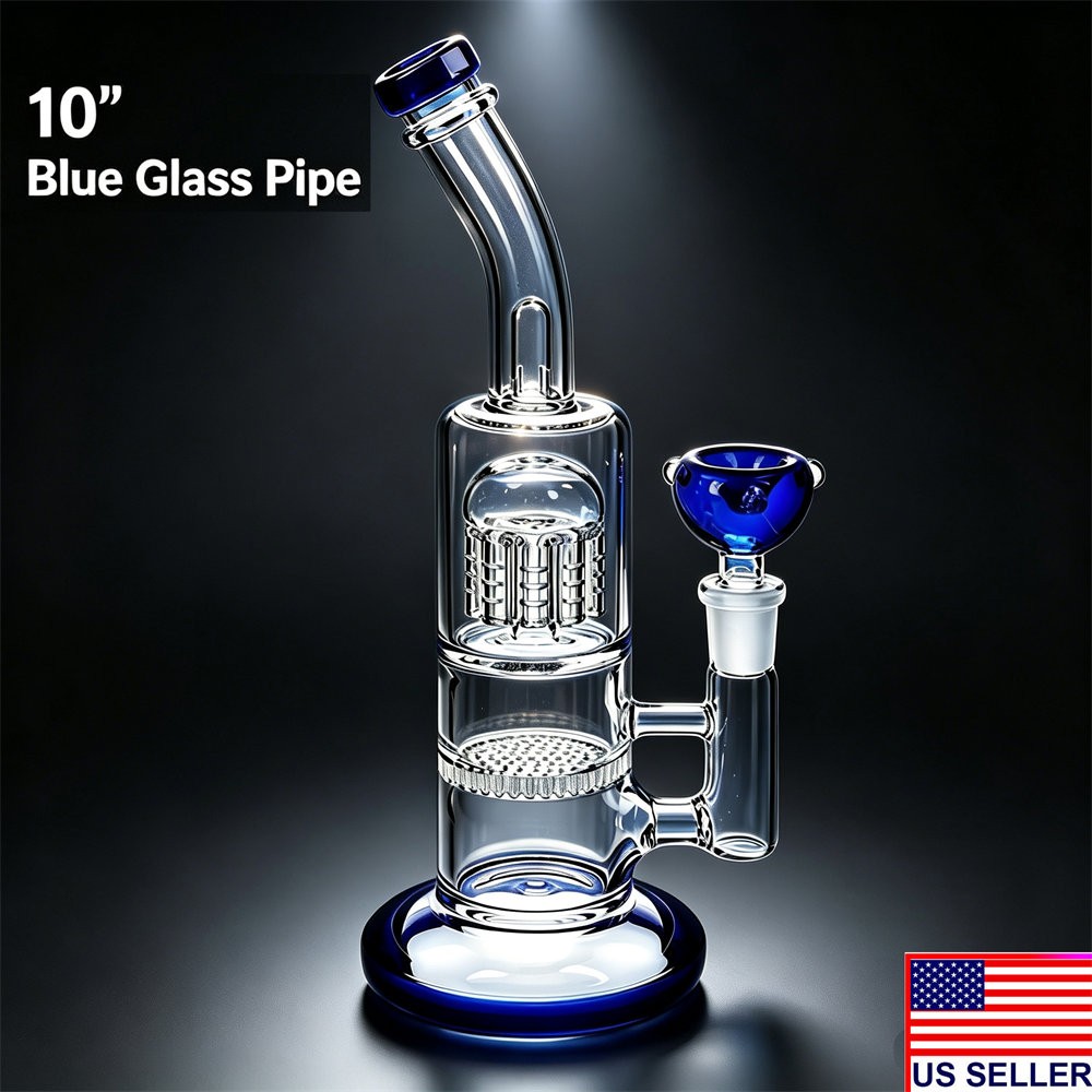 10 inch Blue Heavy Glass Bong Shisha Percolate Hookah Water Pipe w/ 14mm Bowl 10 inch Blue Heavy Glass Bong Shisha Percolate Hookah Water Pipe w/ 14mm Bowl
