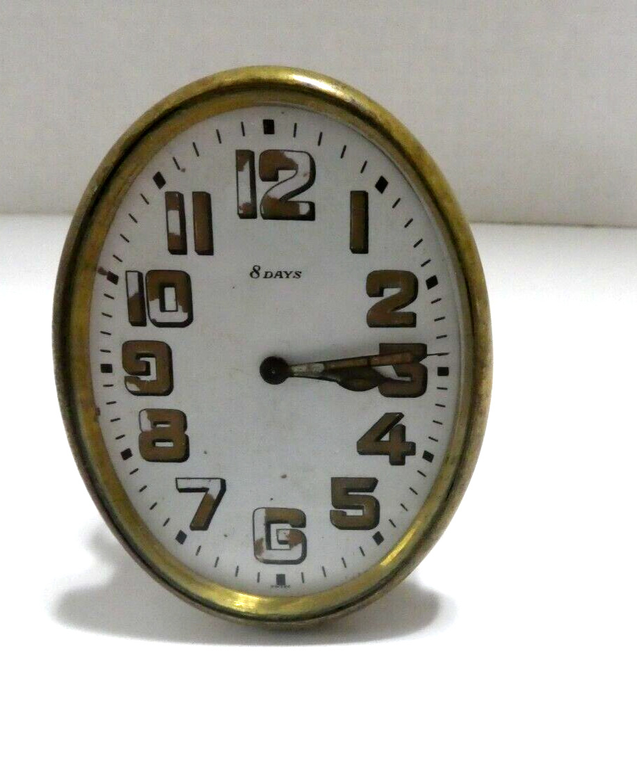 Vintage Hebdo/Schild & Co. Swiss 6 Jewel Brass 8 Days Travel/Desk Clock WORKS
