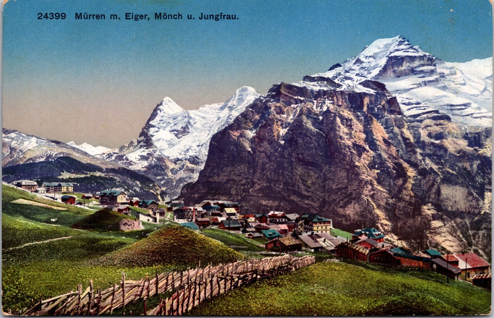 VINTAGE POSTCARD SWISS MOUNTAIN VILLAGE OF MURREN IN THE JUNGFRAU RANGE c. 1905