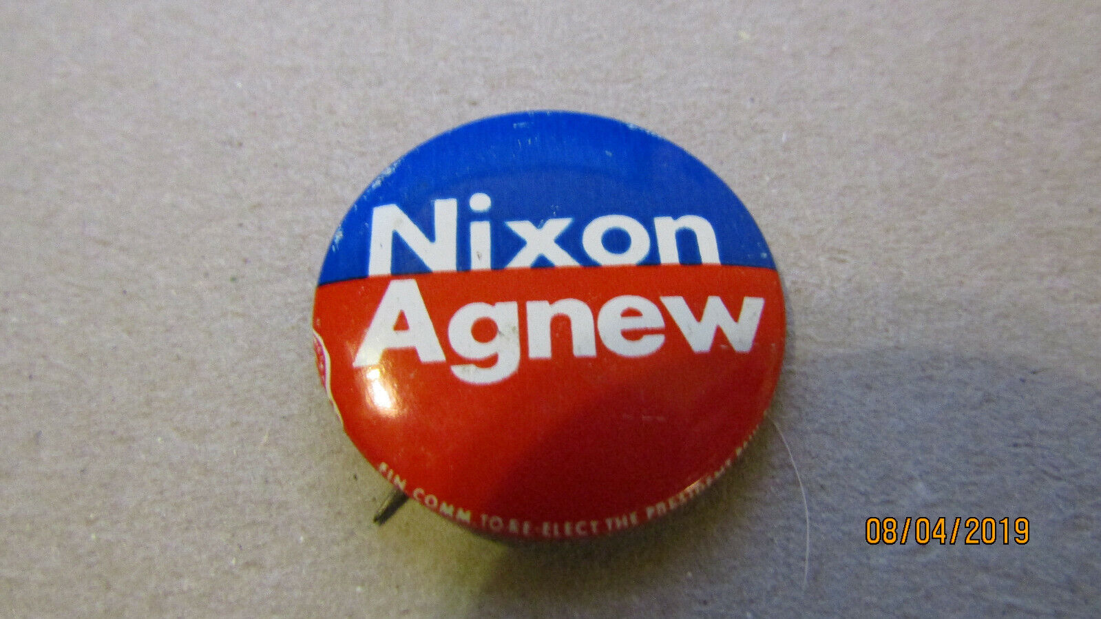 Nixon Agnew Re-Elect President Campaign 1 1/8\