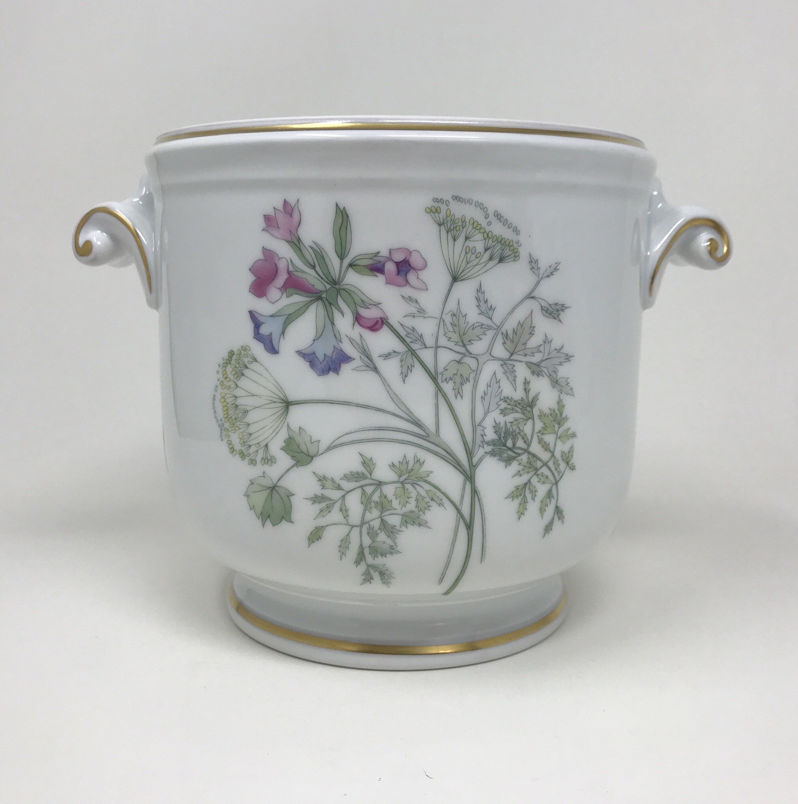 Vintage Richard Ginori PRIMAVERA Cachepot 5.25" Gold Trim Planter Floral Pot Vintage Richard Ginori PRIMAVERA Cachepot 5.25" Gold Trim Planter Floral Pot