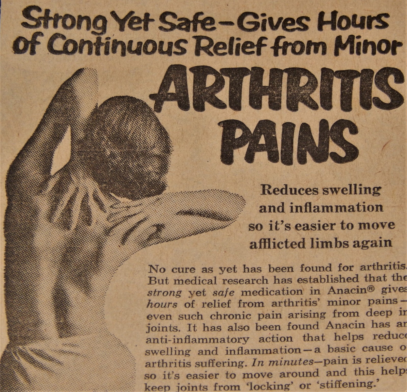 Vintage Advertisement, WA,1962, ANACIN PAIN RELEAVER, "Arthritis Pain?", Woman Vintage Advertisement, WA,1962, ANACIN PAIN RELEAVER, "Arthritis Pain?", Woman