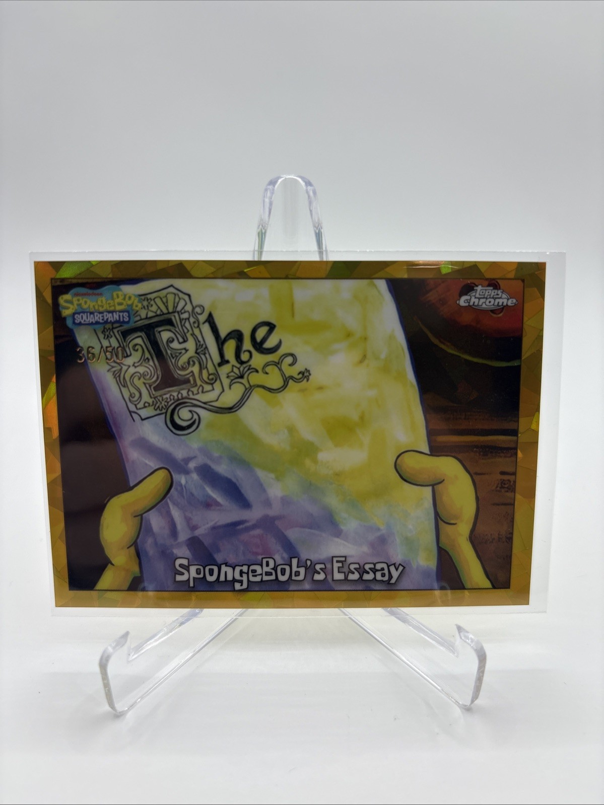 2025 Topps Chrome SpongeBob Sapphire #87 SpongeBobs Essay Gold /50 2025 Topps Chrome SpongeBob Sapphire #87 SpongeBobs Essay Gold /50