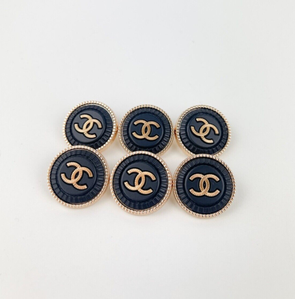 STAMPED lot of 6 Designer Black and Gold Button