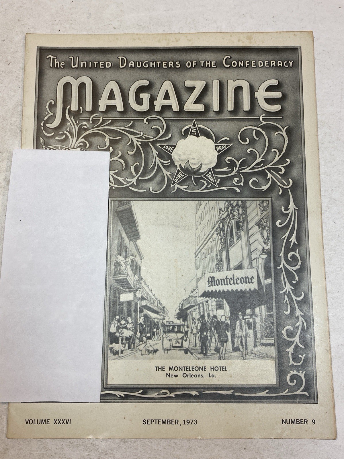 UDC United Daughters of the Confederacy Magazine Sep 1973 Monteleone New Orleans UDC United Daughters of the Confederacy Magazine Sep 1973 Monteleone New Orleans