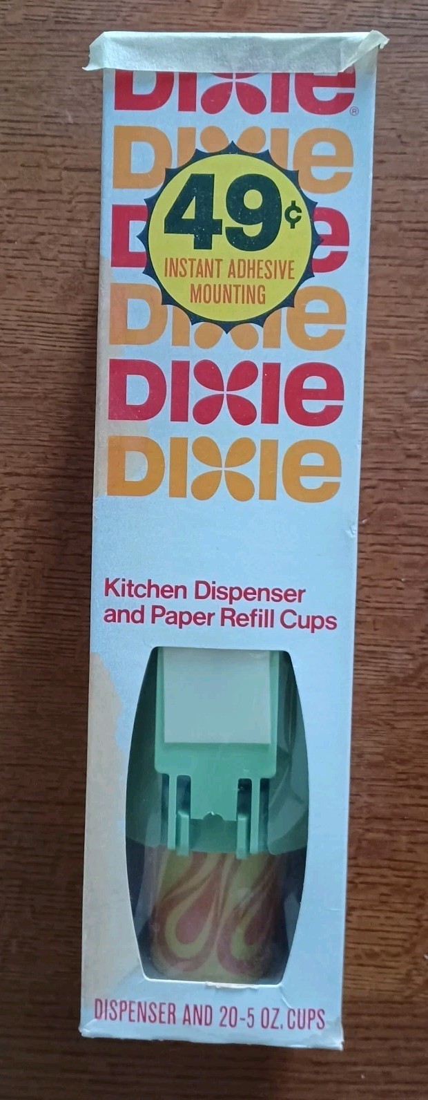 Vintage Dixie 5 oz. Kitchen Cup Dispenser & Refill Cups 1970s Green Vintage Dixie 5 oz. Kitchen Cup Dispenser & Refill Cups 1970s Green