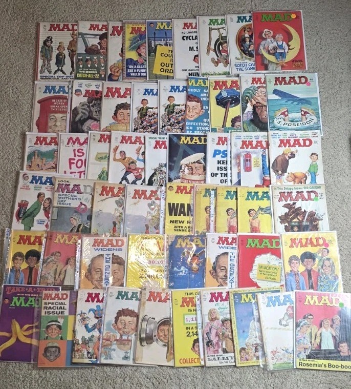 Vintage Lot of 54 MAD Magazines 1960's thru 1970's Vintage Lot of 54 MAD Magazines 1960's thru 1970's