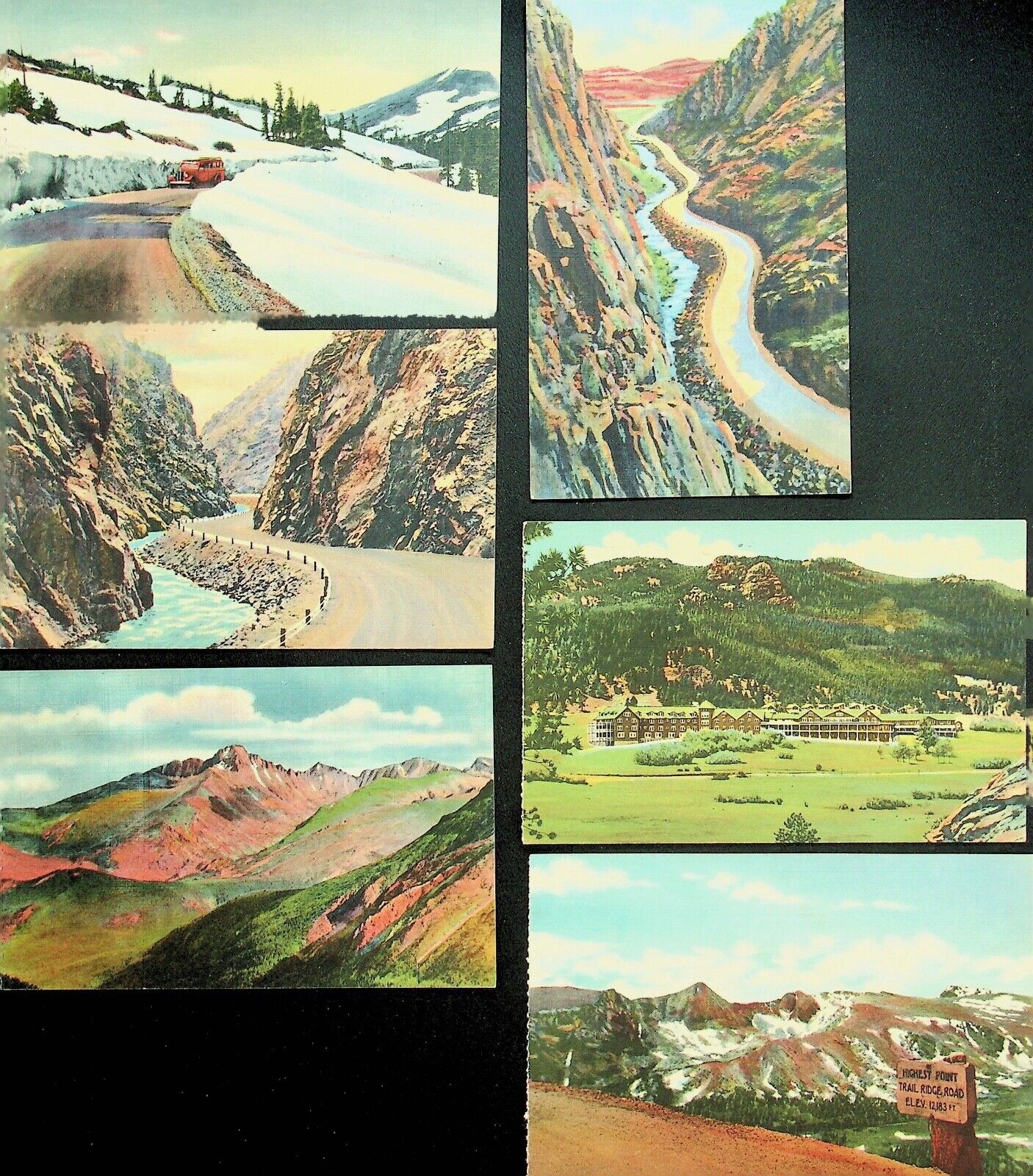 1930\'s SIX ROCKY MOUNTAIN NATIONAL PARK Colorado Linen Postcards -Y-63