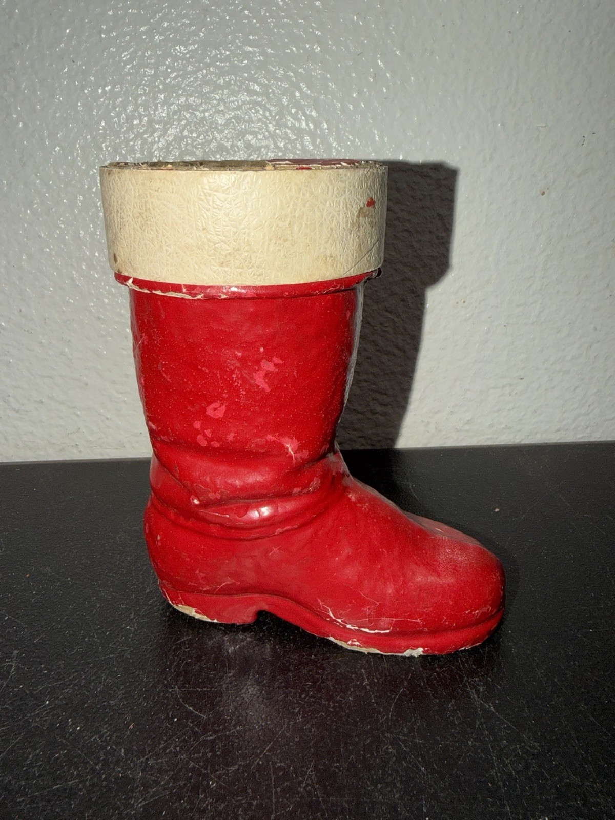 Antique Christmas Red Santa Boot Candy Container Papier-Mache 1920s Germany 6” Antique Christmas Red Santa Boot Candy Container Papier-Mache 1920s Germany 6”