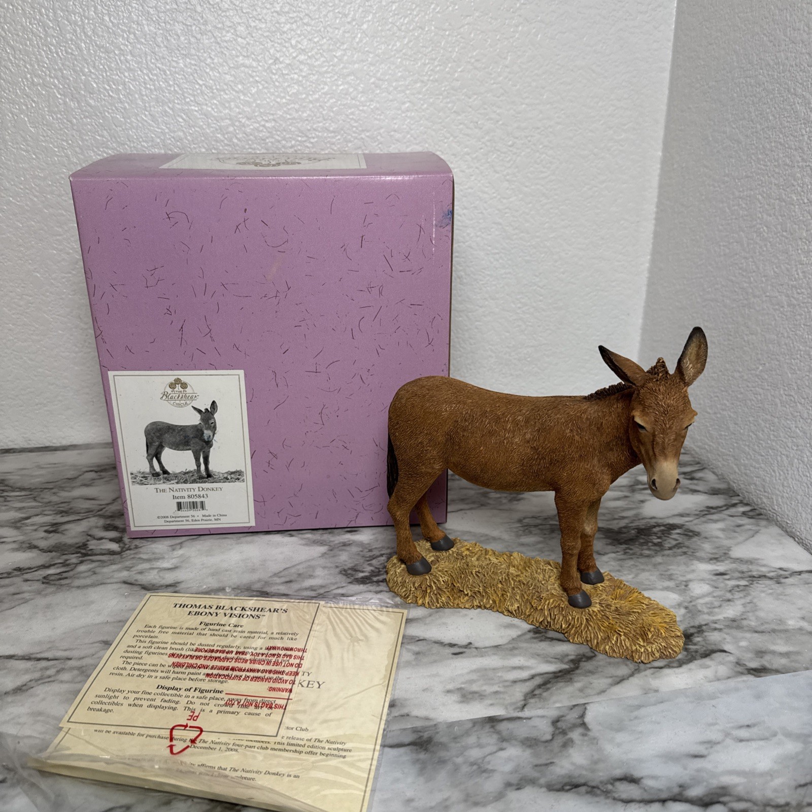Thomas Blackshear Ebony Visions Nativity Donkey Lenox #805843 – New w/ Box & COA Thomas Blackshear Ebony Visions Nativity Donkey Lenox #805843 – New w/ Box & COA