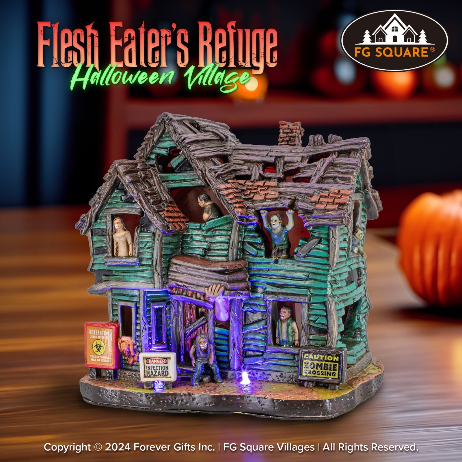FG Square Flesh Eater's Refuge Zombie Theme Spooky Halloween Village Decor 7x5x7 FG Square Flesh Eater's Refuge Zombie Theme Spooky Halloween Village Decor 7x5x7