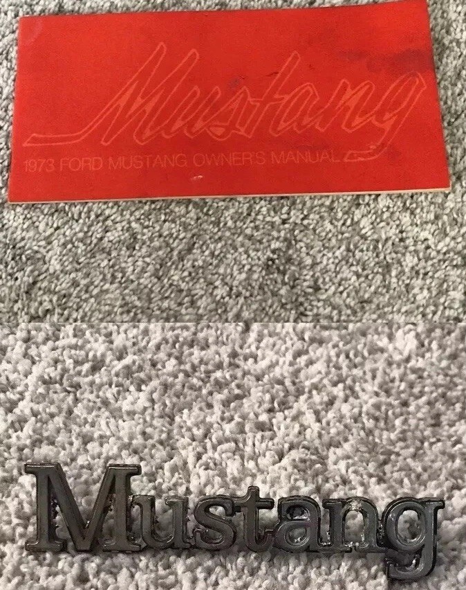 Vtg 70s Ford Mustang Manual and Emblem Lot OEM FoMoCo Pony Car 1973 74-?? Vtg 70s Ford Mustang Manual and Emblem Lot OEM FoMoCo Pony Car 1973 74-??